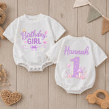 Personalized First Birthday Girl Romper with Fairy Theme Custom Name Cake Smash Outfit for Toddler Baby Girl Soft Cotton