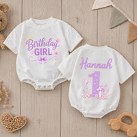 Personalized First Birthday Girl Romper with Fairy Theme Custom Name Cake Smash Outfit for Toddler Baby Girl Soft Cotton