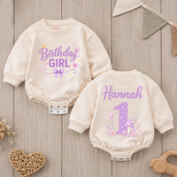 Personalized First Birthday Girl Romper with Fairy Theme Custom Name Cake Smash Outfit for Toddler Baby Girl Soft Cotton