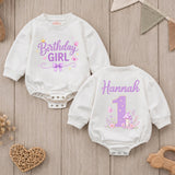 Personalized First Birthday Girl Romper with Fairy Theme Custom Name Cake Smash Outfit for Toddler Baby Girl Soft Cotton