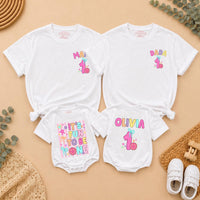 Personalized First Birthday Girl T-Shirt and Romper Set Custom It's Fun to Be One Cute Family Matching Outfits for Baby Toddler and Mom
