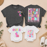 Personalized First Birthday Girl T-Shirt and Romper Set Custom It's Fun to Be One Cute Family Matching Outfits for Baby Toddler and Mom