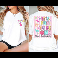 Personalized First Birthday Girl T-Shirt and Romper Set Custom It's Fun to Be One Cute Family Matching Outfits for Baby Toddler and Mom