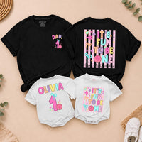 Personalized First Birthday Girl T-Shirt and Romper Set Custom It's Fun to Be One Cute Family Matching Outfits for Baby Toddler and Mom