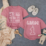 Personalized First Birthday Outfit for Baby Boy Liam, Fun to Be One Romper with Colorful Party Graphics, Cake Smash Celebration Outfit