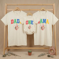 Personalized First Birthday Shirt for Boys or Girls with Colorful DAD ONE Design Custom Family Matching Party Outfit Soft Cotton Tee