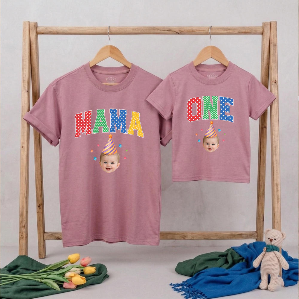 Personalized First Birthday Shirt for Boys or Girls with Colorful DAD ONE Design Custom Family Matching Party Outfit Soft Cotton Tee