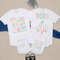 Personalized First Birthday Shirts for Family, Fun It's Fun to Be One Party Tees with Name, Toddler Boy Girl Outfit, Colorful Design