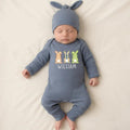 Personalized First Easter Bunny Outfit for Baby Boys with Gingham Plaid Design and Custom Name, Soft Romper Easter Gift for Infants