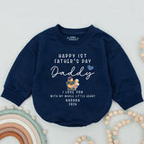Personalized First Father's Day Baby Romper with Name Year, Custom Green and Blue Design New Dad Gift from Infant, Heartwarming Keepsake