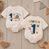 Personalized First Trip Around The Sun Baby Romper Space 1st Birthday Outfit Boy Soft Cotton Clothes Custom Name Design