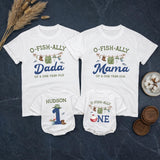 Personalized O-Fish-Ally One Family Shirts Fishing First Birthday Outfit Custom Toddler Romper Baby Boy Girl Party Gift Matching Tees