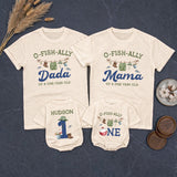 Personalized O-Fish-Ally One Family Shirts Fishing First Birthday Outfit Custom Toddler Romper Baby Boy Girl Party Gift Matching Tees