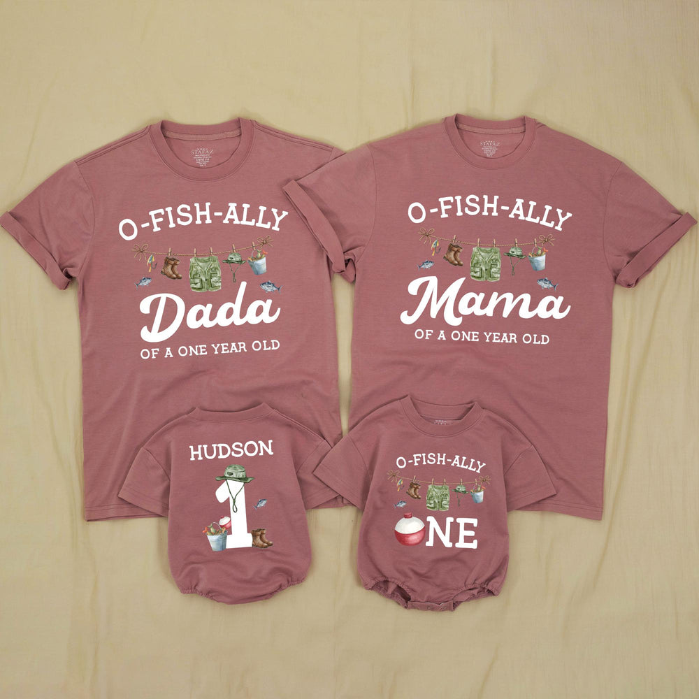 Personalized O-Fish-Ally One Family Shirts Fishing First Birthday Outfit Custom Toddler Romper Baby Boy Girl Party Gift Matching Tees