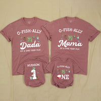 Personalized O-Fish-Ally One Family Shirts Fishing First Birthday Outfit Custom Toddler Romper Baby Boy Girl Party Gift Matching Tees