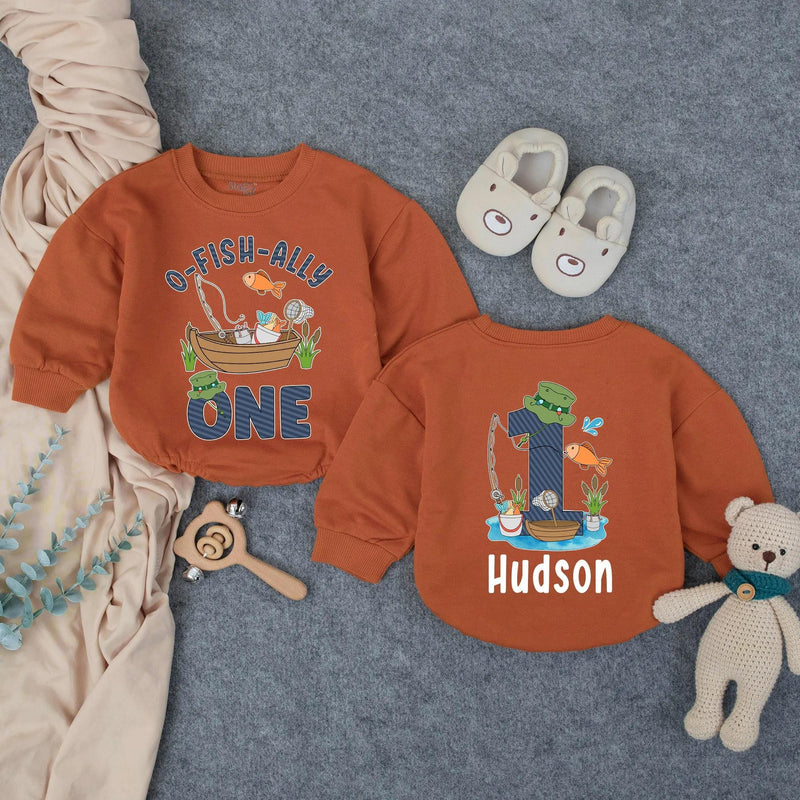 Personalized O-Fish-Ally One First Birthday Romper Baby Outfit, Fishing Theme Bodysuit for Toddler Boys, Soft Cotton Celebration Clothes