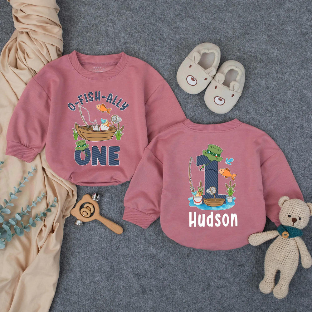 Personalized O-Fish-Ally One First Birthday Romper Baby Outfit, Fishing Theme Bodysuit for Toddler Boys, Soft Cotton Celebration Clothes