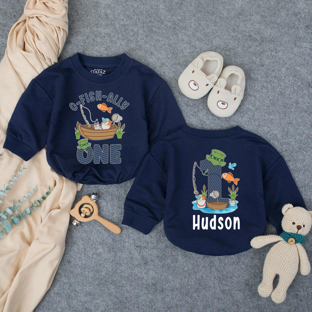 Personalized O-Fish-Ally One First Birthday Romper Baby Outfit, Fishing Theme Bodysuit for Toddler Boys, Soft Cotton Celebration Clothes