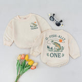 Personalized O-Fish-Ally One Fishing Birthday Romper Baby Outfit with Custom Name Nostalgic Outdoorsy Design for First Birthday Gift