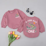 Personalized O-Fish-Ally One Fishing Birthday Romper Baby Outfit with Custom Name Nostalgic Outdoorsy Design for First Birthday Gift