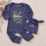 Personalized Fishing Baby Bodysuit & Hat Set with Custom Name, Soft Cotton Outfit for Baby Boys, Perfect for Newborn Gifts & Milestone Photos