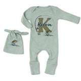 Personalized Fishing Baby Bodysuit & Hat Set with Custom Name, Soft Cotton Outfit for Baby Boys, Perfect for Newborn Gifts & Milestone Photos