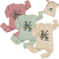 Personalized Fishing Baby Bodysuit & Hat Set with Custom Name, Soft Cotton Outfit for Baby Boys, Perfect for Newborn Gifts & Milestone Photos