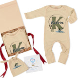 Personalized Fishing Baby Bodysuit & Hat Set with Custom Name, Soft Cotton Outfit for Baby Boys, Perfect for Newborn Gifts & Milestone Photos