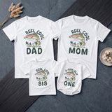 Personalized Fishing Family Matching Shirts Reel Cool Dad Mom Sis Baby O-Fish-ally One Romper 1st Birthday Outfit Rustic Vintage Style