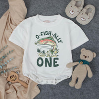 Personalized Fishing Family Matching Shirts Reel Cool Dad Mom Sis Baby O-Fish-ally One Romper 1st Birthday Outfit Rustic Vintage Style