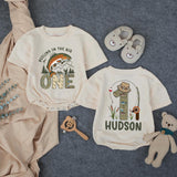 Personalized Fishing First Birthday Shirt for Baby Boy, Rustic Outdoor Theme Romper with Leaping Trout, Name and Age Custom Outfit Gift
