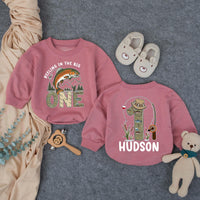 Personalized Fishing First Birthday Shirt for Baby Boy, Rustic Outdoor Theme Romper with Leaping Trout, Name and Age Custom Outfit Gift