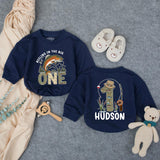 Personalized Fishing First Birthday Shirt for Baby Boy, Rustic Outdoor Theme Romper with Leaping Trout, Name and Age Custom Outfit Gift