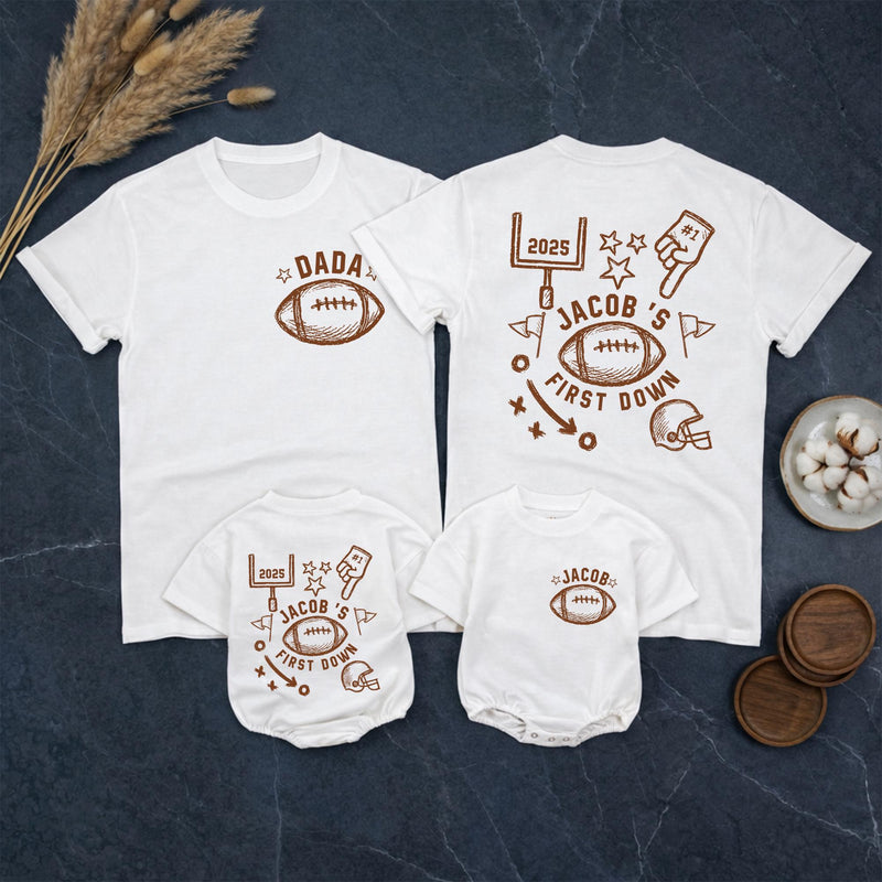 Personalized Football First Birthday Outfit for Boys Custom Family Matching Shirts Comfortable Cake Smash Party Clothes