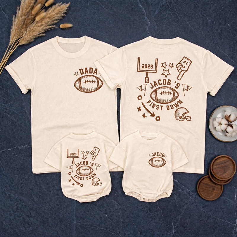 Personalized Football First Birthday Outfit for Boys Custom Family Matching Shirts Comfortable Cake Smash Party Clothes