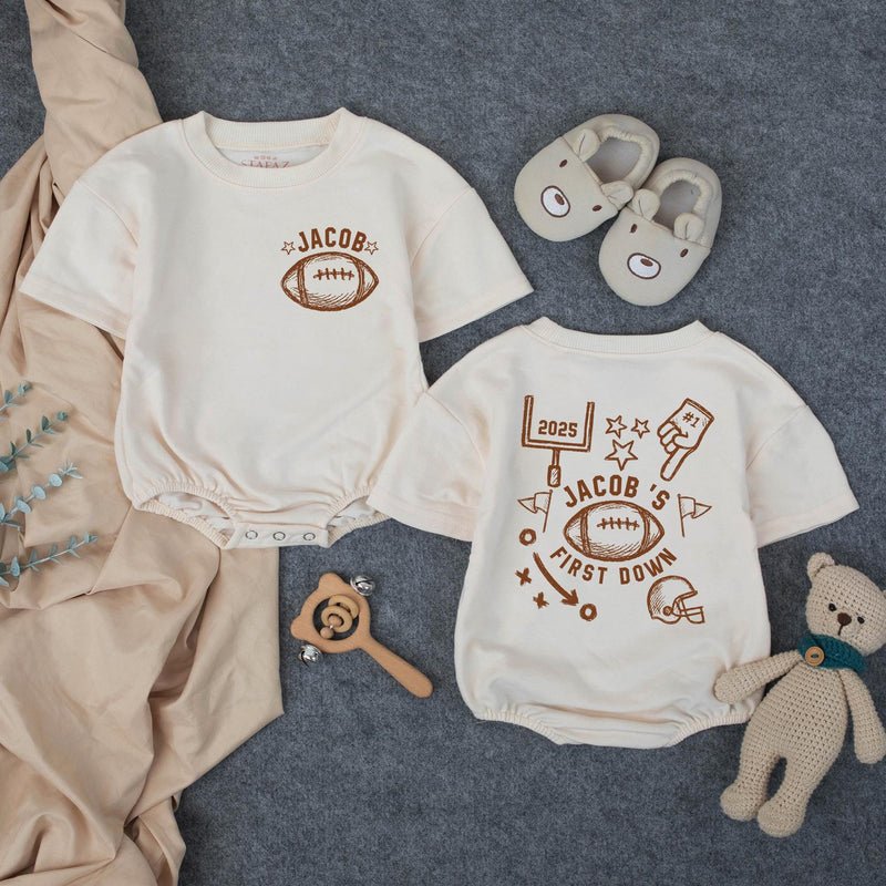 Personalized Football First Birthday Outfit for Boys Custom Family Matching Shirts Comfortable Cake Smash Party Clothes