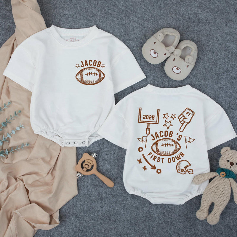 Personalized Football First Birthday Outfit for Boys Custom Family Matching Shirts Comfortable Cake Smash Party Clothes