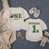 Personalized Football First Birthday Romper for Baby Boy - Custom ONE Design with Name - Soft Cotton Outfit for Milestone Celebration