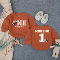 Personalized Football First Birthday Romper for Baby Boy - Custom ONE Design with Name - Soft Cotton Outfit for Milestone Celebration