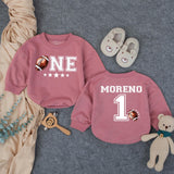Personalized Football First Birthday Romper for Baby Boy - Custom ONE Design with Name - Soft Cotton Outfit for Milestone Celebration