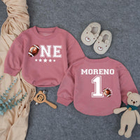 Personalized Football First Birthday Romper for Baby Boy - Custom ONE Design with Name - Soft Cotton Outfit for Milestone Celebration