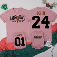 Personalized Football Game Day Shirts for Dad and Son Matching Outfits with Custom Name and Number Varsity Style Baby Toddler Clothes