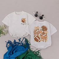 Personalized Football Romper for Baby Girls Game Day Outfit Retro Charm Warm Colors Cozy Toddler Gift Cute Floral Details Birthday Party