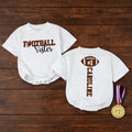 Personalized Football Sister Baby Romper with Custom Name & Number, Soft Cotton Bubble Bodysuit for Game Day and Sports Fan Gifts