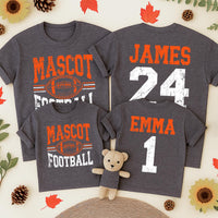 Personalized Football Team Name Shirt with Jersey Number Deep Red and Black Design Custom Toddler Baby Family Matching Game Day Outfit