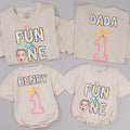 Personalized Fun to Be One Birthday Shirts with Baby Face and Graphics, Custom 1st Birthday Outfits for Toddler Girl or Boy Family Party