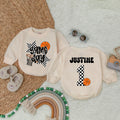 Personalized Game Day Basketball Romper Soft Cotton Baby Bodysuit Boys Birthday Outfit Checkered Star Number Design Custom Name Option