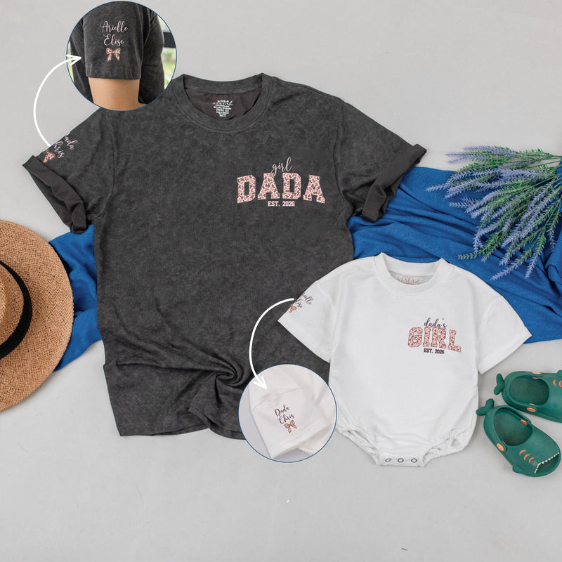 Personalized Girl Dada and Dada's Girl Matching Shirts Est. 2026 Custom Father Daughter Outfit First Father’s Day Gift Trendy Leopard Print