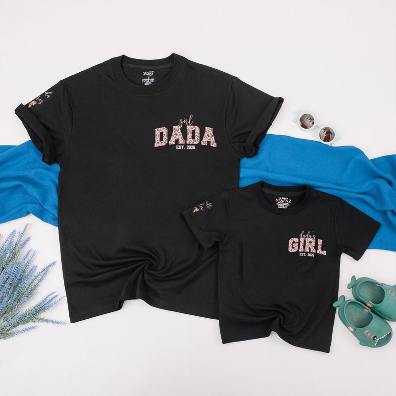 Personalized Girl Dada and Dada's Girl Matching Shirts Est. 2026 Custom Father Daughter Outfit First Father’s Day Gift Trendy Leopard Print
