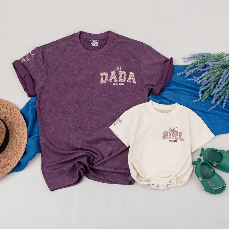 Personalized Girl Dada and Dada's Girl Matching Shirts Est. 2026 Custom Father Daughter Outfit First Father’s Day Gift Trendy Leopard Print